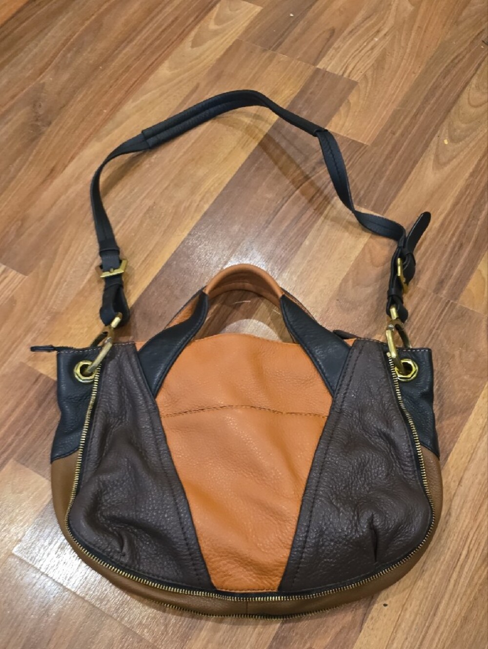 Oryany Colorblock Genuine Leather Satchel/Hobo Bag